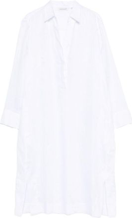 Archivio 67 Archivio 67 Womens V-Neck Side Slits Linen Chemisier Dress