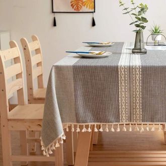 OEM Manteles, Mantel Bordado Con Borlas De Algod&oacute;n Y Lino Lavable, Resistente A La Decoloraci&oacute;n Y Sin Arrugas, Ideal Para Cocina, Comedor, Acci&oacute;n De Graci