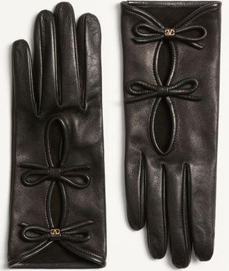 Valentino Garavani Guanti VLogo Signature In Nappa Con Fiocchi Donna NERO 6.5