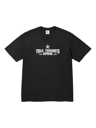 SUPREME x Yohji Yamamoto Star logo-print T-shirt - men - Cotton - L - Black