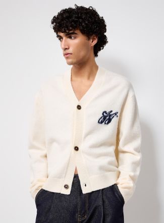 Le 31 Mens Fuzzy knit cropped Cardigan Sweater