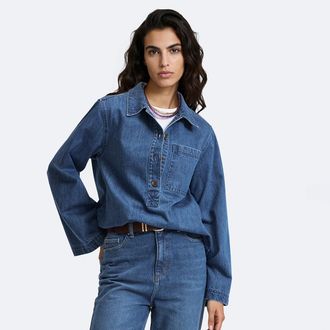 La Redoute Collections Overhemd in jekkerstijl van denim