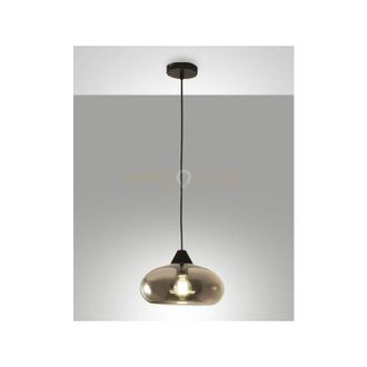 Fabas Luce Ela sospensione fume 1 luce in vetro struttura in metallo attacco E27 altezza regolabile