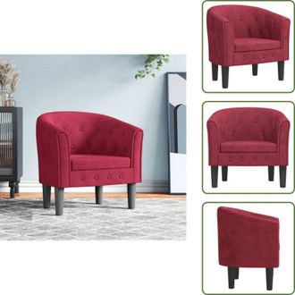 vidaXL The Living Store Poltrona Cabriolet Rosso Vino in Velluto - Poltrona in Velluto