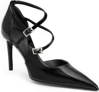 Bruno Magli Primavera Strappy Pointed Toe Pump in Black Patent at Nordstrom, Size 10.5
