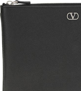 Valentino Garavani Mens Leather Pouch Black Calf Umbrellas Accessory