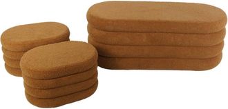 Sweeek Banco cofre de almacenamiento borreguito con 2 puffs, &oacute;xido