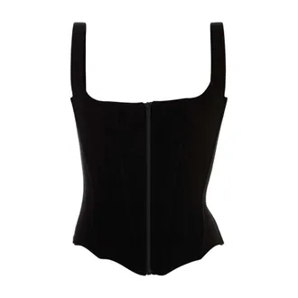 Balenciaga Sleeveless Tops, female, Black, Size: XS Stretch Corset Top