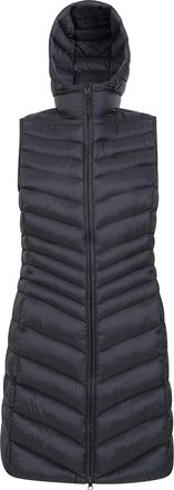 Mountain Warehouse Florence Womens Long Padded Gilet - Water-resistant Sleeveless Jacket with Microfibre Insulation & Side Pockets - For Spring Summer & Outdoors Black W