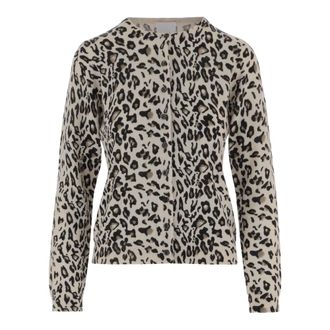 Allude Allude, Round-neck Knitwear, female, Multicolor, Size: XS Leopard Print Wool Cashmere Cardigan