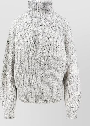 Isabel Marant ribbed melange turtleneck half zip sweater