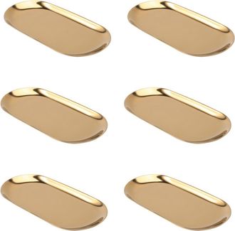 OEM 6 Bandejas Ovaladas De Metal Dorado Para Almacenamiento, Plato Punteado Para Frutas, Objetos Peque&ntilde;os, Bandeja Para Joyas