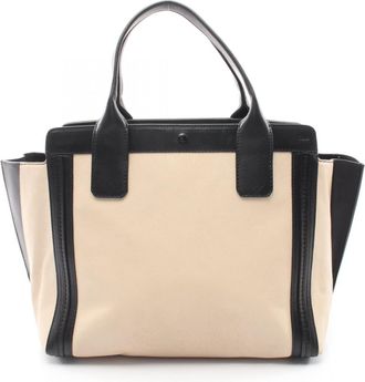Chlo&eacute; Beige Black Leather Handbag Tote Bag (Pre-Owned)