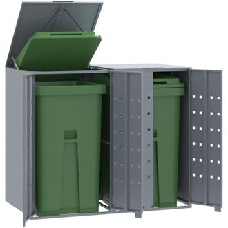 vidaXL Cobertizo De 2 Contenedores De Basura Acero Gris 138x79x117 Cm Vidaxl