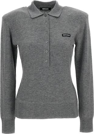Rotate Grey Merino Wool Cashmere Slim Cardigan