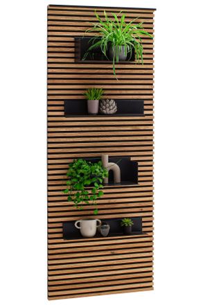 Sch&ouml;ner Wohnen Kollektion Wandpaneel, Anthrazit, Eichefarben, Holz, Metall, Kerneiche, massiv, 77x200x26 cm, Goldenes M, Dgm, Wohnzimmer, Wohnw&auml;nde, Wohnwand-Serien