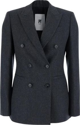 Pantaloni Torino Dubbelrijige Jas van Kasjmierwol - Dames - Blazers - Grijs - M - Wol - Jassen