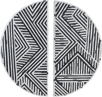 Beliani Decoraci&oacute;n De Pared De Vidrio Blanco Negro 76 X 76 Cm Semic&iacute;rculos Mandau