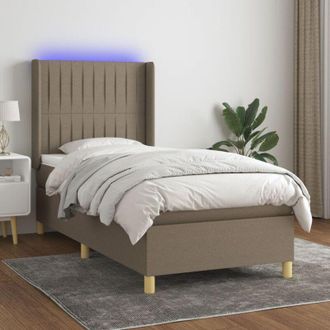 vidaXL Vidaxl - Cama Box Spring Colch&oacute;n Y Luces Led Gris Taupe 80x200 Cm