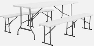 Sweeek Set De Mesa Y Bancos Plegables Port&aacute;tiles Para Eventos