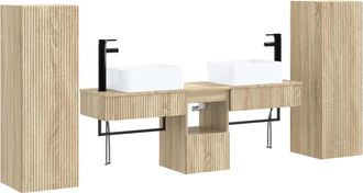 vidaXL Juego De Muebles De Ba&ntilde;o 5 Uds. Roble Sonoma 33 X 34,5 X 100 Cm Vidaxl