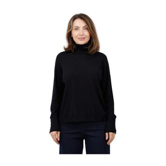 Alpha Studio Truien & Vesten, Dames, Blauw, S, Wol, Maglia dolcevita maniche lunghe in 100% merinos extrafine