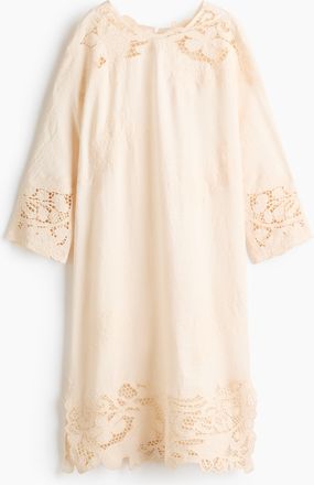 H&M Kleid mit Broderie Anglaise - Beige