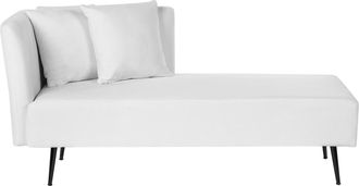 Beliani Beliani - Chaise Longue Moderno Izquierdo Tapicer&iacute;a De Tela De Poli&eacute;ster Con Cojines Patas De Metal Div&aacute;n Blanco Riom