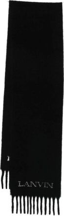 Lanvin Logo Sjaal met Franjes - unisex - Wintersjaals - Zwart - ONE Size - Wol - Accessoires