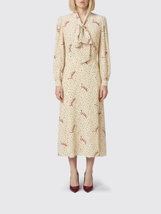 Valentino Garavani Polka Dot and Logo Print Silk Midi Shirt Dress