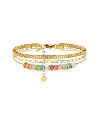 Liv Oliver 18K Plated 2.37 Ct. Tw. Multi Color Semi Precious Gemstones Bracelet