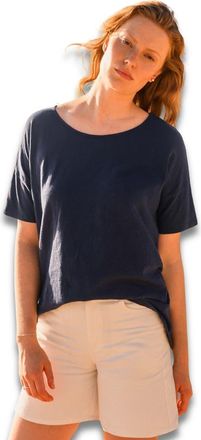 Celtic & Co. Round Neck Boxy Fit T-Shirt in Dark Navy at Nordstrom, Size 12