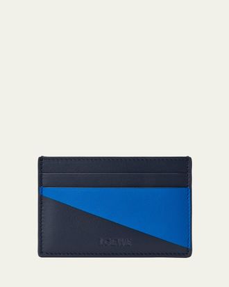 Loewe Mens Color-Block Leather Card Holder
