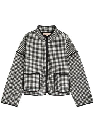 Free People Chloe Gingham Cotton Jacket - Black And White - S (UK8-10 / S)