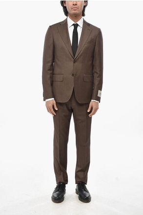 Corneliani CC COLLECTION Virgin Wool 2-Buttons Suit with Flap Pockets size 52