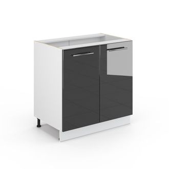 Vicco Armario De Ba&ntilde;o Mediano Fame-line, Antracita Alto Brillo, 80 X 81.6 Cm Con Estante, Sin Encimera