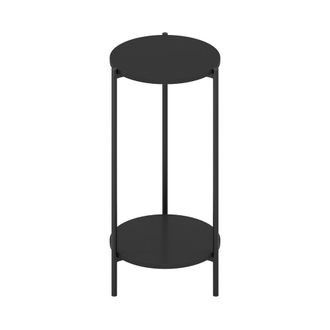 Furinno Besi 2-Tier Modern Tall Round Side End Table with Sturdy Metal Legs, Americano