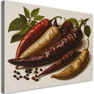 Feeby Cuadro En Lienzo, Chiles Rojos Secos, 120x80