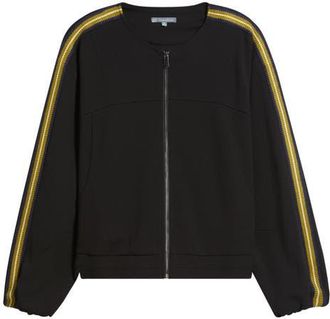 Wit & Wisdom Stripe Trim Front Zip Jacket in Black at Nordstrom, Size X-Small