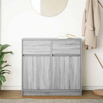 Berkfield Home Sideboard with Drawer Grey Sonoma 80x34x76 cm Engineered Wood | Size: 80 x 34 x 76 cm
