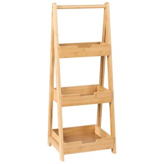 Beliani Beliani - Estanter&iacute;a De Ba&ntilde;o De Bamb&uacute; Dise&ntilde;o De 3 Niveles Marr&oacute;n Claro Alerce