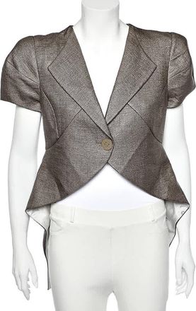 Emporio Armani Brown Synthetic Asymmetric Hem Blazer