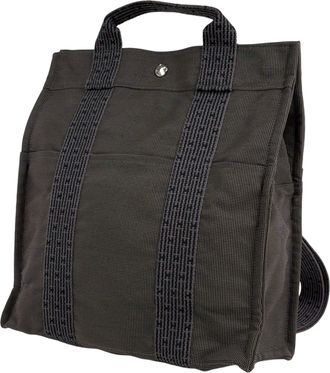 Herm&egrave;s Gray Nylon Canvas Backpack (Pre-Owned)
