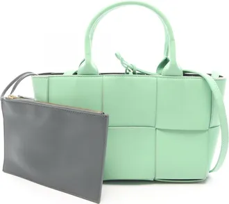 Bottega Veneta Green Leather Handbag Pouch Tote Bag (Pre-Owned)