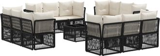 vidaXL Conjunto De Sof&aacute;s De Jard&iacute;n 13 Uds. Negro Rat&aacute;n Sint&eacute;tico Vidaxl