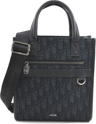 Dior Black Canvas Leather Handbag Shoulder Bag Tote Bag (Pre-Owned)