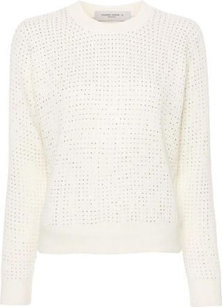 Golden Goose Witte Crewneck Sweatshirt - Dames - Ronde hals truien - Wit - S - Wol - Truien & Vesten