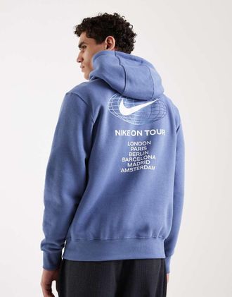 Nike Felpa con cappuccio blu con grafica