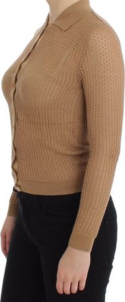 Dolce & Gabbana Womens Knitted Cotton Polo Cardigan Beige
