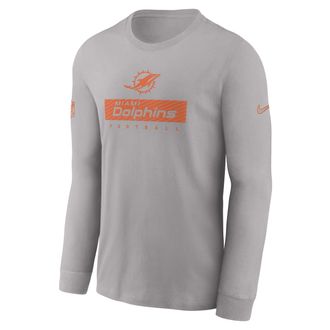 Nike Miami Dolphins Sideline Team Issue Nike Mens Dri-FIT NFL Long-Sleeve T-Shirt in Grey | 02EW09T9P-L94